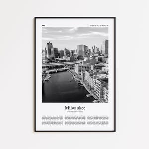Milwaukee Black and White Print, Milwaukee Photo Poster, Milwaukee Travel Poster Gift, Wisconsin, United States, USA Wall Art Print