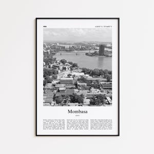 Mombasa Black and White Print, Mombasa Photo Poster, Mombasa Travel Poster Gift, Kenya Wall Art Print, Minimal Home Decor Print