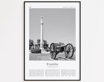 Franklin Schwarzweiß Druck, Franklin Foto Poster, Franklin Reise Poster Geschenk, Tennessee, USA, USA Wand Kunst Druck