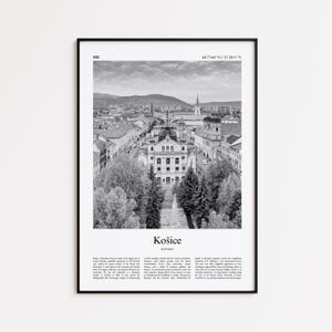 Kosice Black and White Print, Kosice Photo Poster, Kosice Travel Poster Gift, Slovakia Wall Art Print, Minimal Home Decor Print
