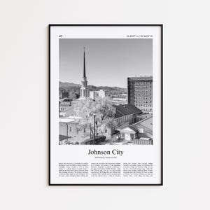 Johnson City Black and White Print, Johnson City Photo Poster, Johnson City Travel Poster Gift, Tennessee, United States, USA Wall Art Print