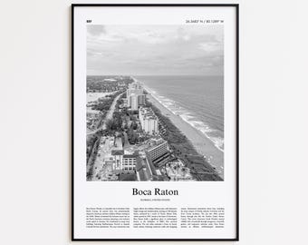 Boca Raton Black and White Print, Boca Raton Photo Poster, Boca Raton Travel Poster Gift, Florida, United States, USA Wall Art Print
