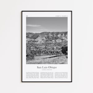San Luis Obispo Black and White Print, San Luis Obispo Photo Poster, San Luis Obispo Travel Poster Gift, California, United States, USA