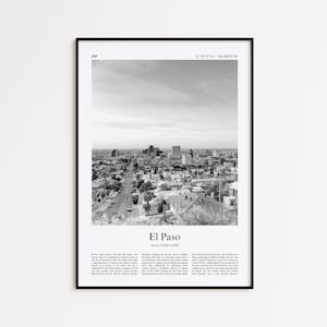 El Paso Black and White Print, El Paso Photo Poster, El Paso Travel Poster Gift, Texas, United States, USA Wall Art Print, Home Decor Gift