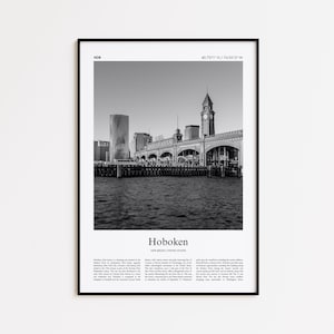 Hoboken Black and White Print, Hoboken Photo Poster, Hoboken Travel Poster Gift, New Jersey, United States, USA Wall Art Print