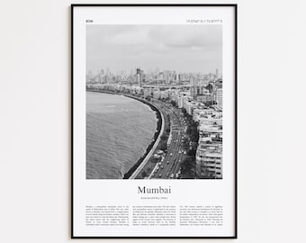 Mumbai Black and White Print, Mumbai Photo Poster, Mumbai Travel Poster Gift, Maharashtra, India Wall Art Print, Minimal Home Decor Print