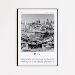 Detroit Black and White Print, Detroit Photo Poster, Detroit Travel Poster Gift, Michigan, United States, USA Wall Art Print