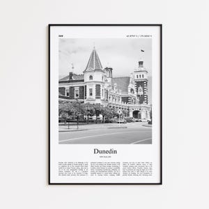 Dunedin Black and White Print, Dunedin Photo Poster, Dunedin Travel Poster Gift, New Zealand Wall Art Print, Minimal Home Decor Print