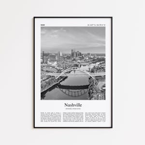 Nashville Black and White Print, Nashville Photo Poster, Nashville Travel Poster Gift, Tennessee, United States, USA Wall Art Print