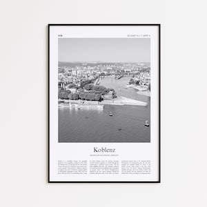 Koblenz Black and White Print, Koblenz Photo Poster, Koblenz Travel Poster Gift, Rhineland-Palatinate, Germany Wall Art Print