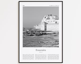 Essaouira Black and White Print, Essaouira Photo Poster, Essaouira Travel Poster Gift, Morocco Wall Art Print, Minimal Home Decor Print