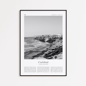 Carlsbad Black and White Print, Carlsbad Photo Poster, Carlsbad Travel Poster Gift, California, United States, USA Wall Art Print