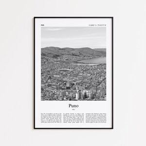 Puno Black and White Print, Puno Photo Poster, Puno Travel Poster Gift, Peru Wall Art Print, Minimal Home Decor Print