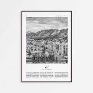Vail Black and White Print, Vail Photo Poster, Vail Travel Poster Gift, Colorado, United States, USA Wall Art Print, Modern Travel Print