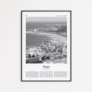 Sitges Black and White Print, Sitges Photo Poster, Sitges Travel Poster Gift, Catalonia, Spain Wall Art Print, Minimal Home Decor Print