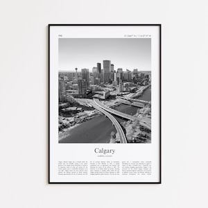 Calgary Black and White Print, Calgary Photo Poster, Calgary Travel Poster Gift, Alberta, Canada Wall Art Print, Minimal Home Decor Print