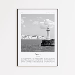 Dover Black and White Print, Dover Photo Poster, Dover Travel Poster Gift, Kent, United Kingdom Wall Art Print, Minimal Home Decor Print