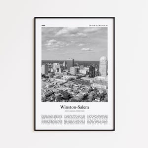 Winston-Salem Black and White Print, Winston-Salem Photo Poster, Winston-Salem Travel Poster Gift, North Carolina, United States, USA