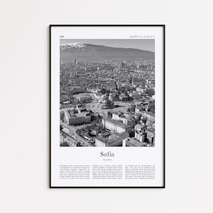Sofia Black and White Print, Sofia Photo Poster, Sofia Travel Poster Gift, Bulgaria Wall Art Print, Minimal Home Decor Print