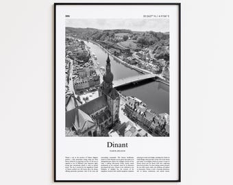 Dinant Black and White Print, Dinant Photo Poster, Dinant Travel Poster Gift, Namur, Belgium Wall Art Print, Minimal Home Decor Print