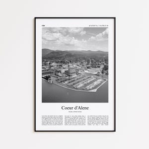 Coeur d&#39;Alene Black and White Print, Coeur d&#39;Alene Photo Poster, Coeur d&#39;Alene Travel Poster Gift, Idaho, United States, USA Wall Art Print