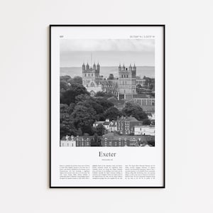 Exeter Black and White Print, Exeter Photo Poster, Exeter Travel Poster Gift, England UK Wall Art Print, Minimal Home Decor Print
