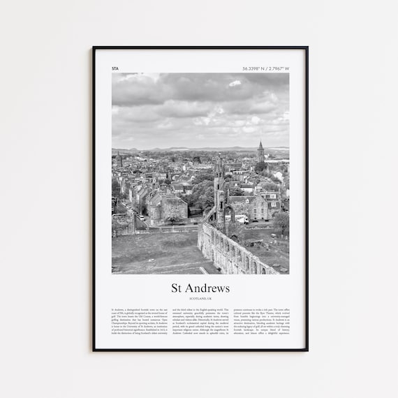 St Andrews Black and White Print, St Andrews Photo Poster, St
