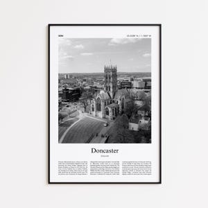 Doncaster Black and White Print, Doncaster Photo Poster, Doncaster Travel Poster Gift, England UK Wall Art Print, Minimal Home Decor Print