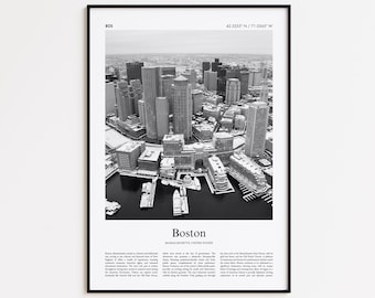 Boston Black and White Print, Boston Photo Poster, Boston Travel Poster Gift, Massachusetts, United States, USA Wall Art Print