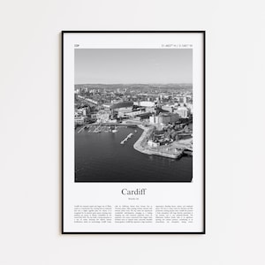 Cardiff Black and White Print, Cardiff Photo Poster, Cardiff Travel Poster Gift, United Kingdom Wall Art Print, Minimal Home Decor Print