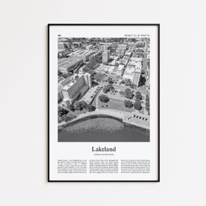 Lakeland Black and White Print, Lakeland Photo Poster, Lakeland Travel Poster Gift, Florida, United States, USA Wall Art Print