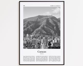 Caracas Black and White Print, Caracas Photo Poster, Caracas Travel Poster Gift, Venezuela Wall Art Print, Minimal Home Decor Print