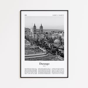 Durango Black and White Print, Durango Photo Poster, Durango Travel Poster Gift, Mexico Wall Art Print, Minimal Home Decor Print