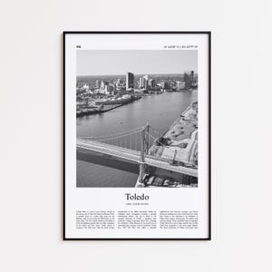 Toledo Black and White Print, Toledo Photo Poster, Toledo Travel Poster Gift, Ohio, United States, USA Wall Art Print, Modern Travel Print