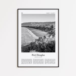 Port Douglas Black and White Print, Port Douglas Photo Poster, Port Douglas Travel Poster Gift, Queensland, Australia Wall Art Print