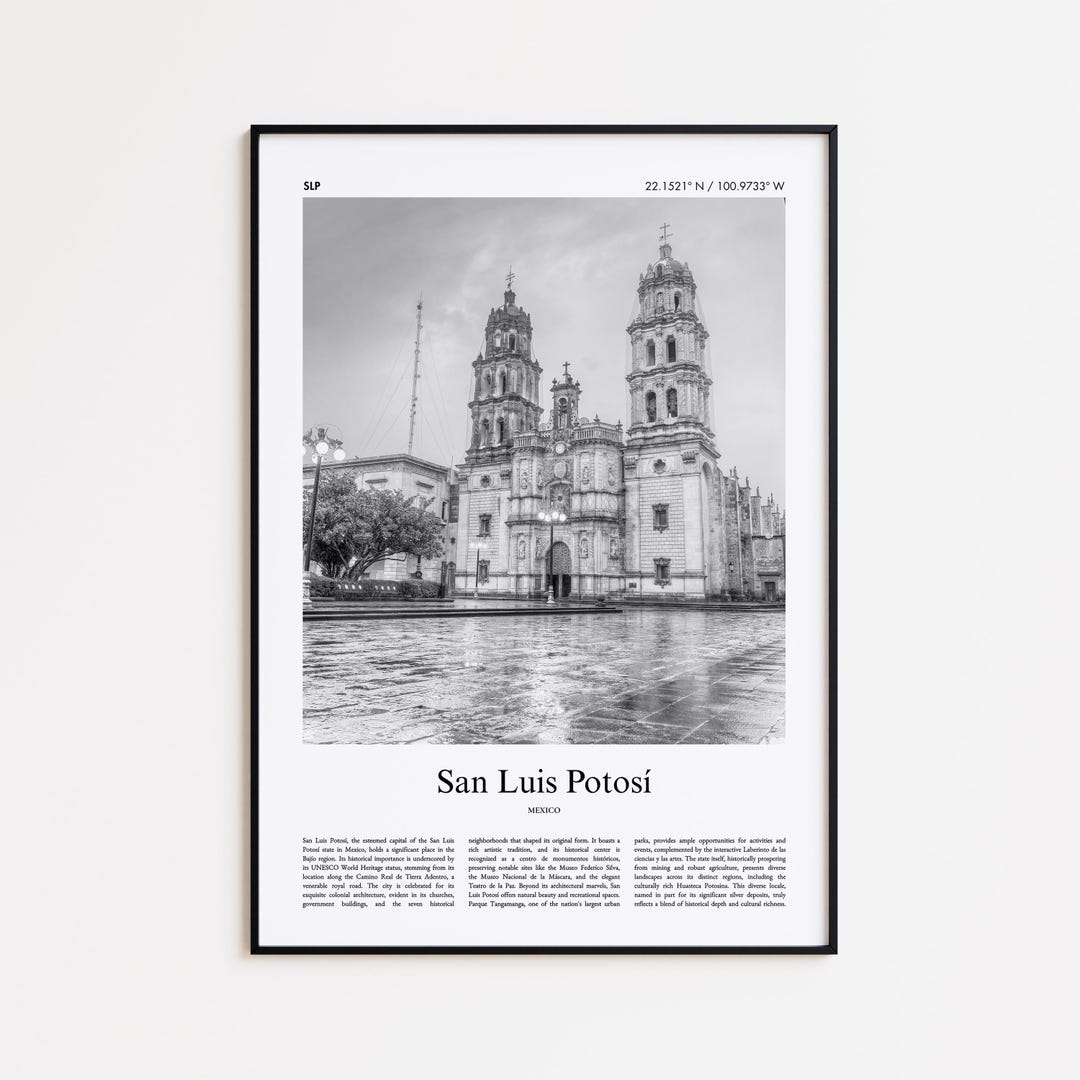 San Luis Potosí Black and White Print, San Luis Potosí Photo
