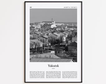 Yakutsk Black and White Print, Yakutsk Photo Poster, Yakutsk Travel Poster Gift, Russia Wall Art Print, Minimal Home Decor Print