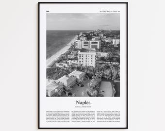 Naples Black and White Print, Naples Photo Poster, Naples Travel Poster Gift, Florida, United States, USA Wall Art Print, Home Decor Gift