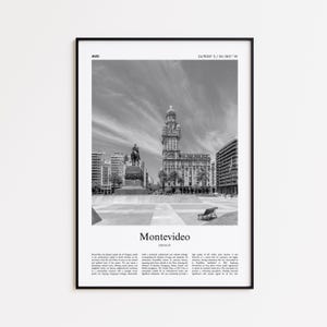 Montevideo Black and White Print, Montevideo Photo Poster, Montevideo Travel Poster Gift, Uruguay Wall Art Print, Minimal Home Decor Print