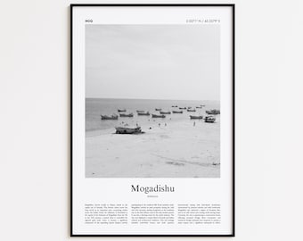 Mogadishu Black and White Print, Mogadishu Photo Poster, Mogadishu Travel Poster Gift, Somalia Wall Art Print, Minimal Home Decor Print