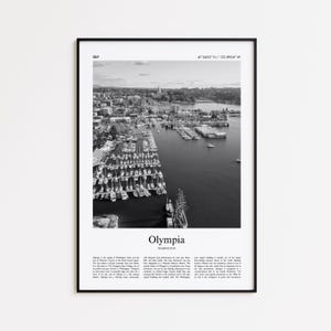 Olympia Black and White Print, Olympia Photo Poster, Olympia Travel Poster Gift, Washington Wall Art Print, Minimal Home Decor Print