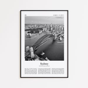 Sydney Black and White Print, Sydney Photo Poster, Sydney Travel Poster Gift, New South Wales, Australia Wall Art Print, Modern Travel Print