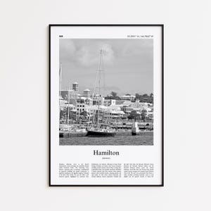 Hamilton Black and White Print, Hamilton Photo Poster, Hamilton Travel Poster Gift, Bermuda Wall Art Print, Minimal Home Decor Print