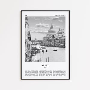 Venice Black and White Print, Venice Photo Poster, Venice Travel Poster Gift, Italy Wall Art Print, Minimal Home Decor Print