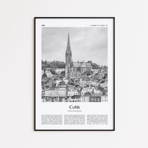 Cobh Black and White Print, Cobh Photo Poster, Cobh Travel Poster Gift, County Cork, Ireland Wall Art Print, Minimal Home Decor Print