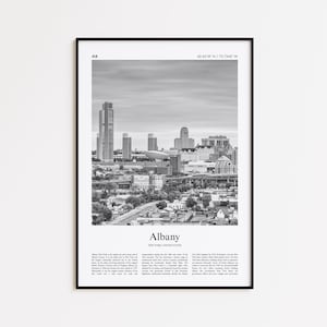 Albany Black and White Print, Albany Photo Poster, Albany Travel Poster Gift, New York, United States, USA Wall Art Print, Home Decor Gift