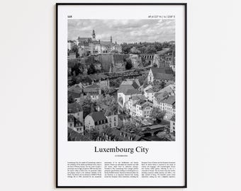 Luxembourg City Black and White Print, Luxembourg City Photo Poster, Luxembourg City Travel Poster Gift, Luxembourg Wall Art Print