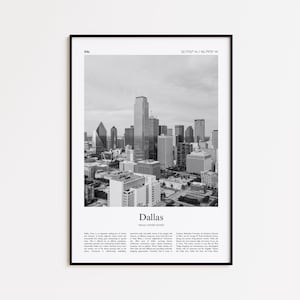 Dallas Black and White Print, Dallas Photo Poster, Dallas Travel Poster Gift, Texas, United States, USA Wall Art Print, Modern Travel Print