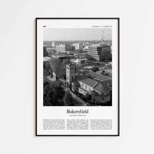 Bakersfield Black and White Print, Bakersfield Photo Poster, Bakersfield Travel Poster Gift, California, United States, USA Wall Art Print