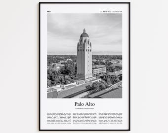 Palo Alto Black and White Print, Palo Alto Photo Poster, Palo Alto Travel Poster Gift, California, United States, USA Wall Art Print